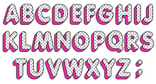 LOL Girly Doll Abc. Polka Dots Alphabet Letters Set. Pop Art Font. Vector