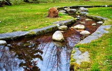 Small Stream Run In A Garden, Landscape Gardening