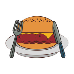 Sticker - Tasty barbecue grilled food cartoon