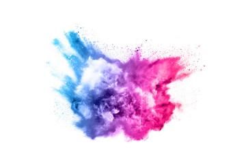 Wall Mural - abstract powder splatted background. Colorful powder explosion on white background. Colored cloud. Colorful dust explode. Paint Holi.