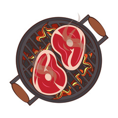 Sticker - Tasty barbecue grilled food cartoon