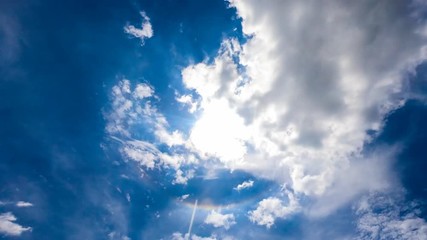 Wall Mural - Time Lapse beautiful Natural phenomenon Sun halo with cloud in the sky