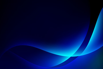Wall Mural - abstract light blue curve graphic on dark background, copy space composition.