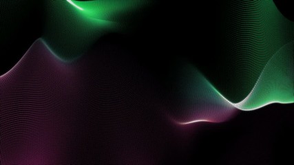 Poster - 4K Seamless wavy background. Glowing green and pink neon waves. Animation of dynamic wave element. Hi tech concept.