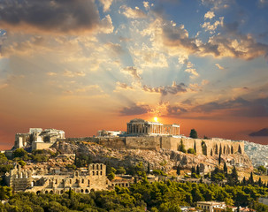 Wall Mural - parthenon athens greece sunset autumn colors