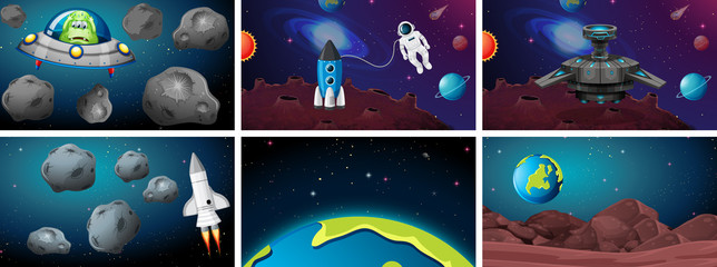 Wall Mural - set of space scenes