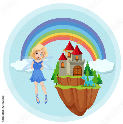 Fairy with castle on floati...