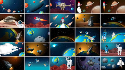 Wall Mural - large set of outer space scenes