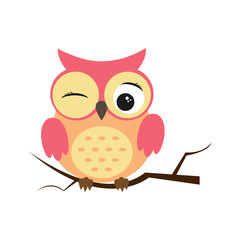 Owl night bird with big eyes. Colorful illustration
