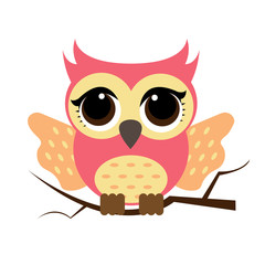 Owl night bird with big eyes. Colorful illustration