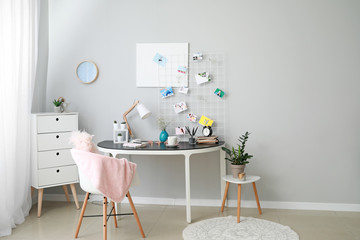 Sticker - Stylish workplace with mood board at home