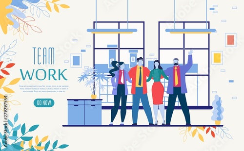 Cuadros en Lienzo Business Team Work Startup Vector Website Template