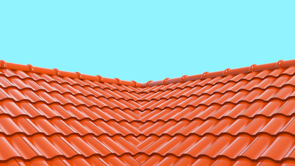 Wall Mural - 3d roof on the cyan background.3d rendering.