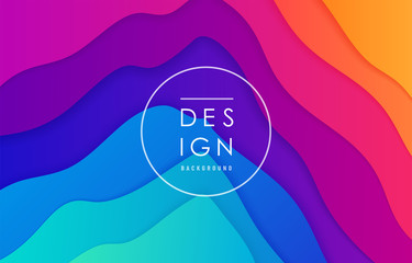 Fototapete - Peak view abstract vector background. Mountain landscape card layout in bright vibrant rainbow color for minimal motion dynamic pattern design