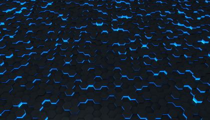 Leinwandbilder - Clear pattern abstract background hexagon black and blue, wallpaper futuristic