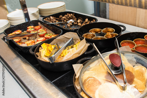 Selection Of Self Service Catering Continental Breakfast Buffet