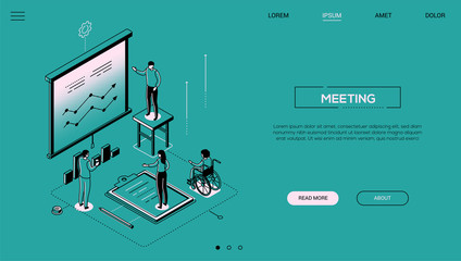 Aufkleber - Business meeting - line design style isometric web banner