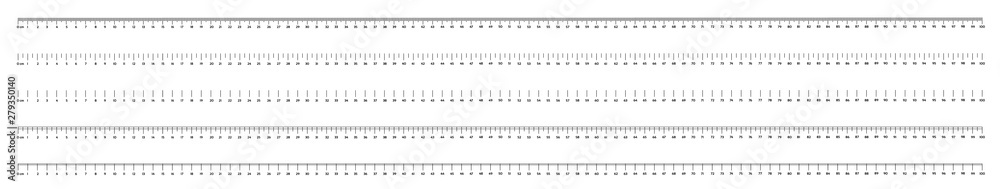 Marking rulers on a white background 100 centimeters various markup options - obrazy, fototapety, plakaty 