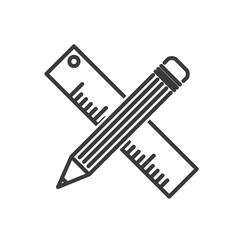 Leinwandbilder - Pencil and ruler icon template color editable vector sign isolated on white background.
