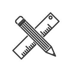Poster - Pencil and ruler icon template color editable vector sign isolated on white background.
