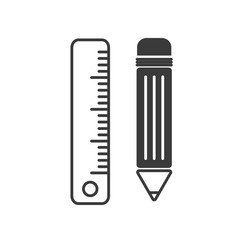 Poster - Pencil and ruler icon template color editable vector sign isolated on white background.
