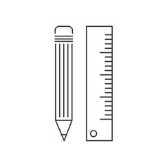 Aufkleber - Pencil and ruler icon template color editable vector sign isolated on white background.