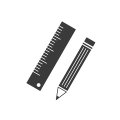 Poster - Pencil and ruler icon template color editable vector sign isolated on white background.
