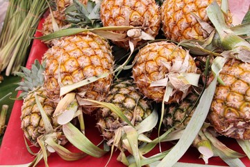 Wall Mural - Fresh pineapple is delicious in street food