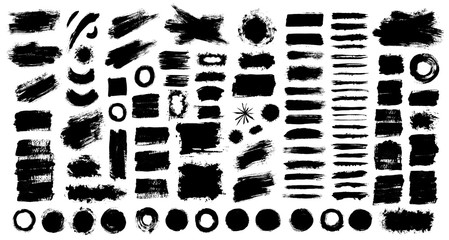 Brush strokes. Vector paintbrush set. Grunge design elements.