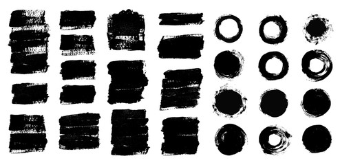 Aufkleber - Brush strokes. Vector paintbrush set. Grunge design elements.