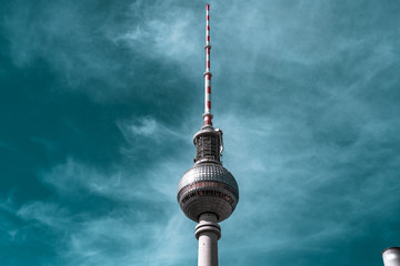 The TV tower of Berlin, the main monument in Alexanderplatz