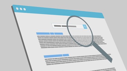 webpage with search engine, seamless loop animation