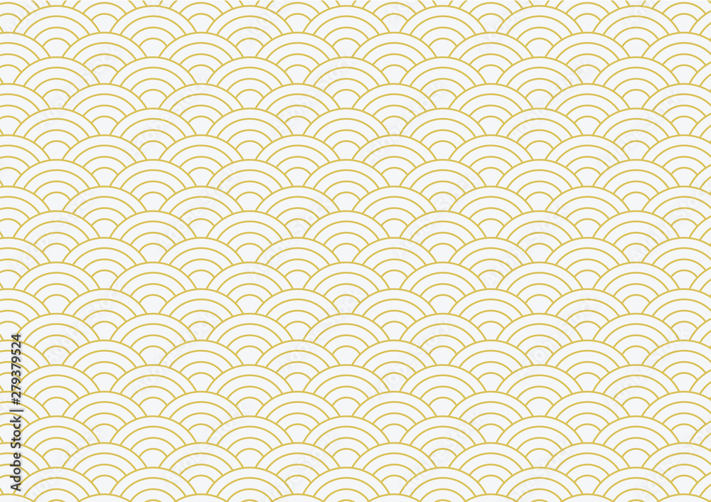 vector background of gold japanese wave pattern - obrazy, fototapety, plakaty 