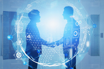 Poster - Handshake in city, global business interface