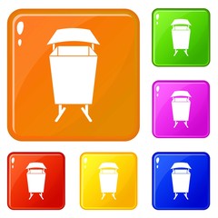 Poster - Litter waste bin icons set collection vector 6 color isolated on white background