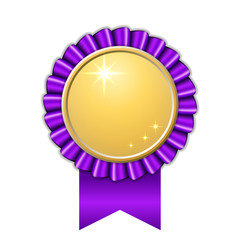 award ribbon gold icon. golden violet medal design, isolated white background. symbol of winner cele