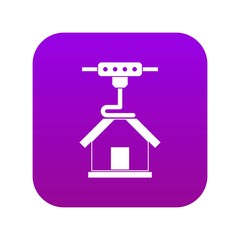 Poster - 3d printer printing house icon digital purple for any design isolated on white vector illustration