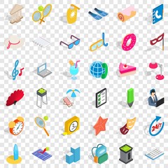Poster - Mask icons set. Isometric style of 36 mask vector icons for web for any design