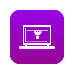 Poster - Laptop with 3D design icon digital purple for any design isolated on white vector illustration
