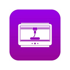 Poster - 3D printer printing cup icon digital purple for any design isolated on white vector illustration