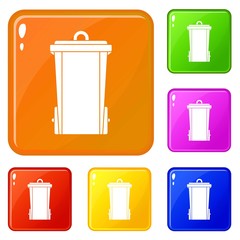 Poster - Garbage bin icons set collection vector 6 color isolated on white background