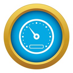 Poster - Speedometer icon blue vector isolated on white background for any design
