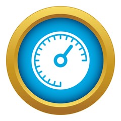 Poster - Speedometer icon blue vector isolated on white background for any design