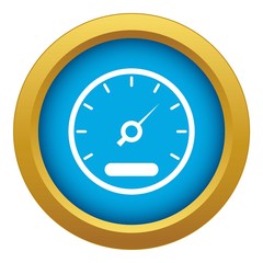 Poster - Speedometer icon blue vector isolated on white background for any design