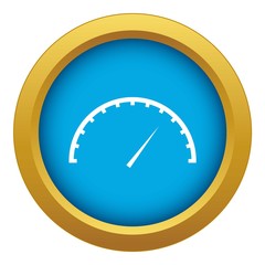 Poster - Speedometer icon blue vector isolated on white background for any design