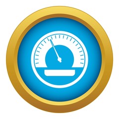 Poster - Speedometer icon blue vector isolated on white background for any design