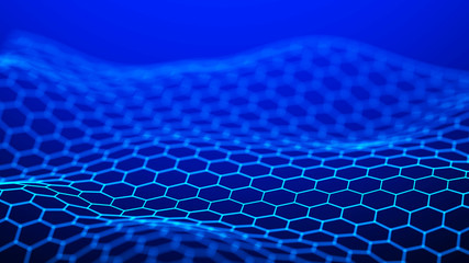 Poster - Futuristic hexagon background. Abstract technology background. Technology concept. Big data. 3d