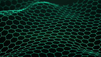 Poster - Green technology background. Futuristic hexagon background. Technology concept. Big data. 3d