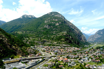 Wall Mural - Panorama of the Aosta Valley from the Fort du Bard - Italy