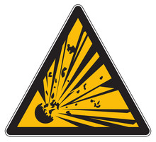 Yellow Warning Explosivive Substances Sign
